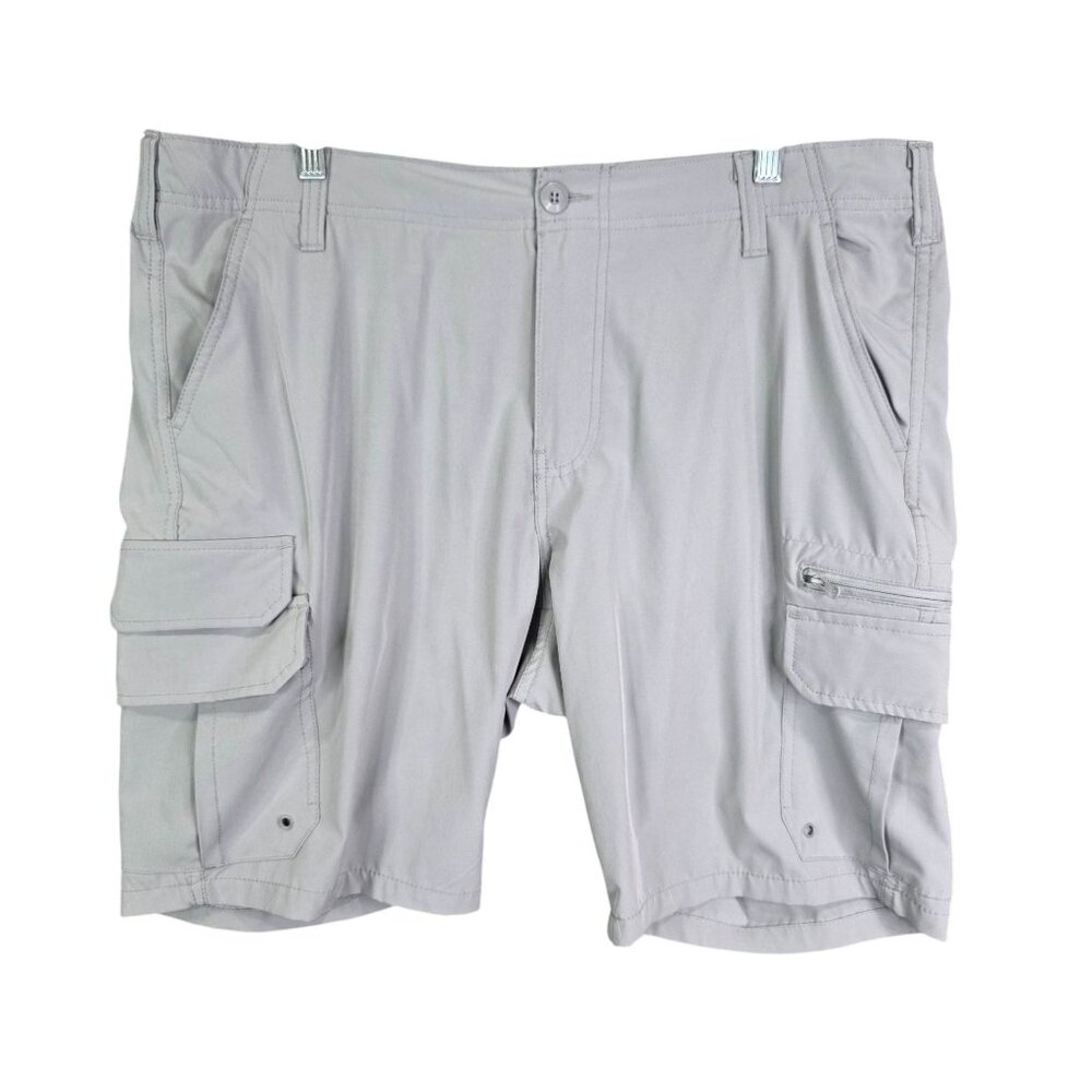 Mens Gray George Shorts Flat Front Golf Shorts Polyester Stretch Size 38